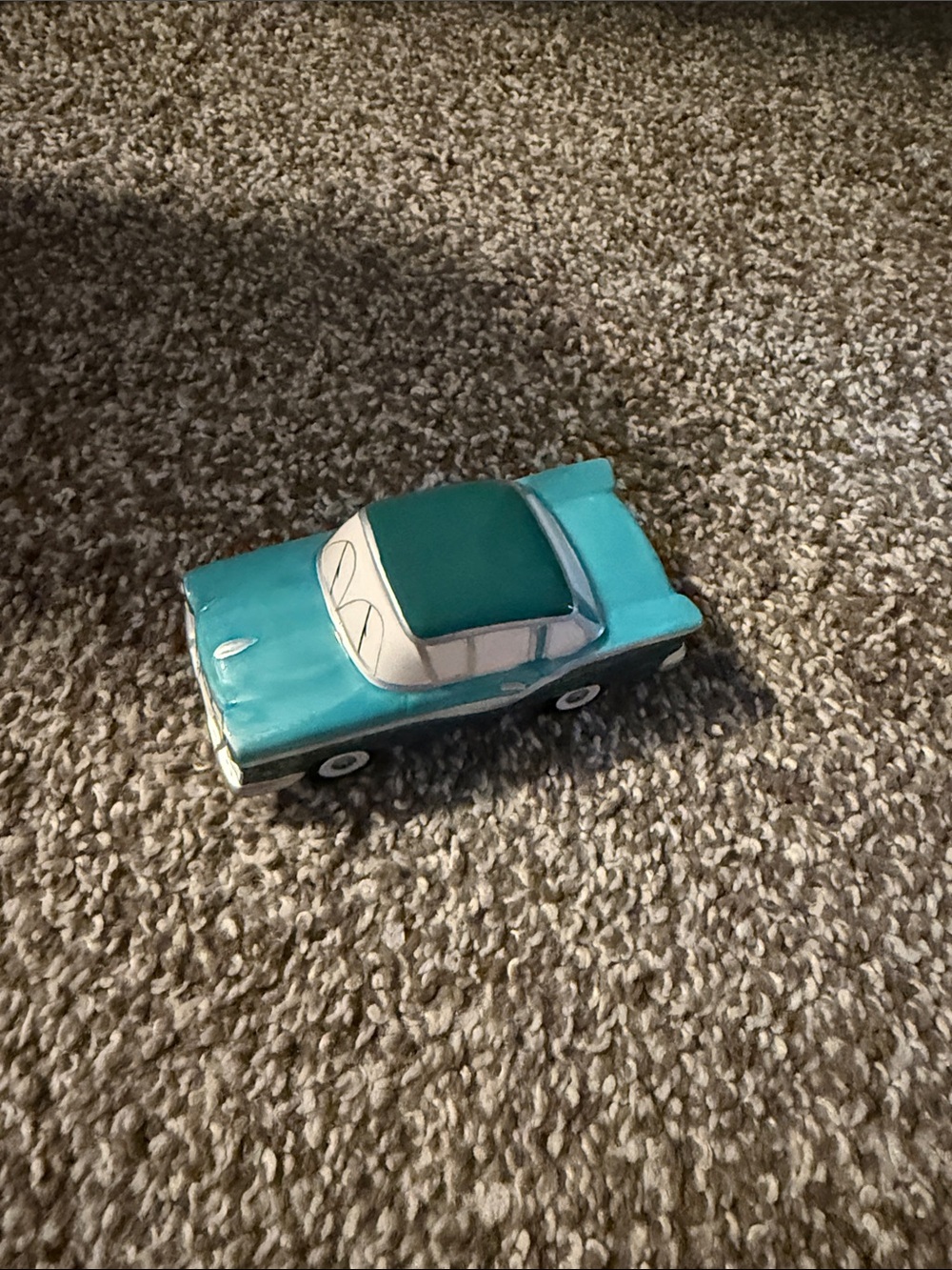 Department 56 Teal and White Ceramic Toy Car